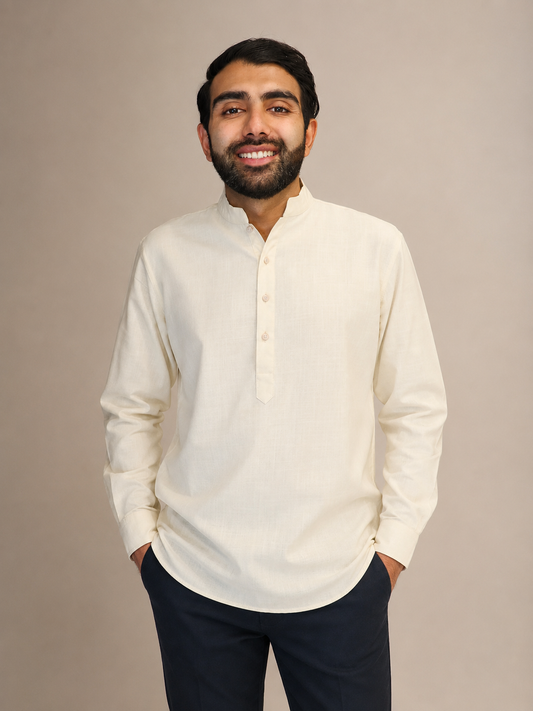 Cream Kurta Shirt