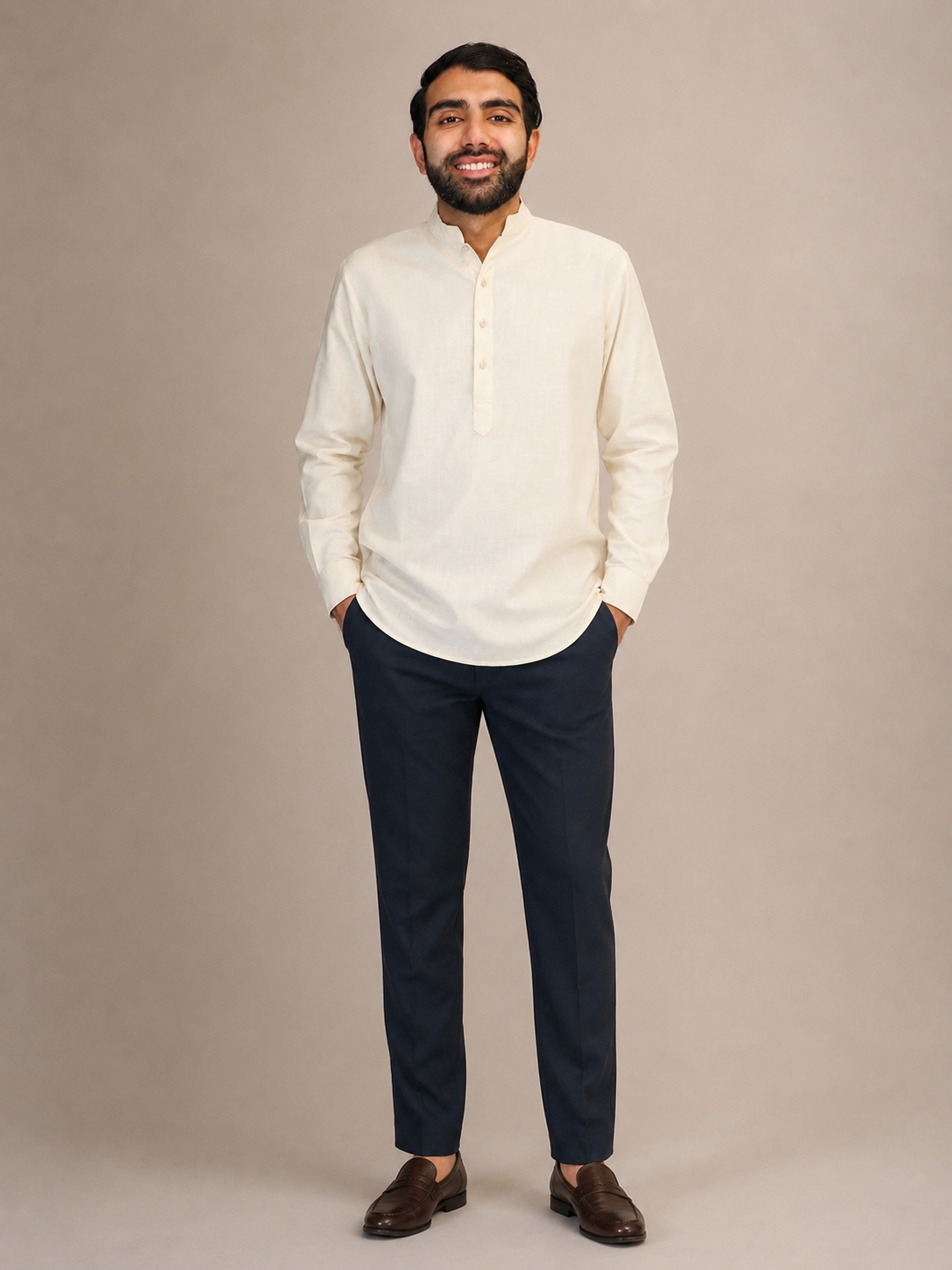 Cream Kurta Shirt