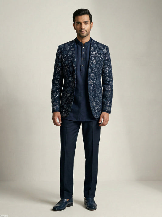 Blue Embroidered Jacket