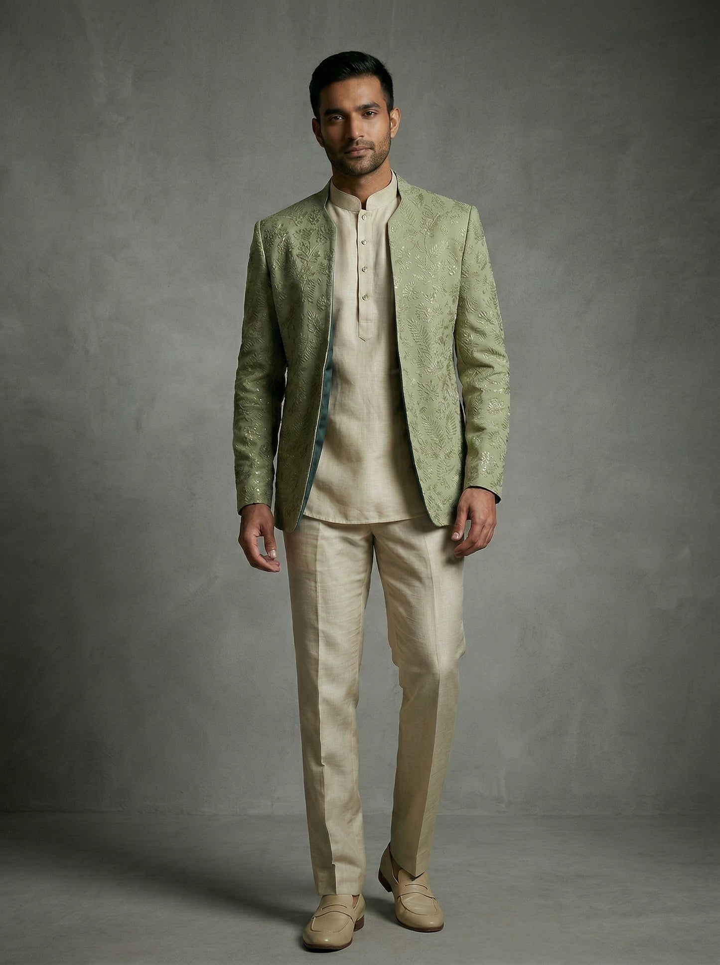 Sage Green Embroidered Jacket