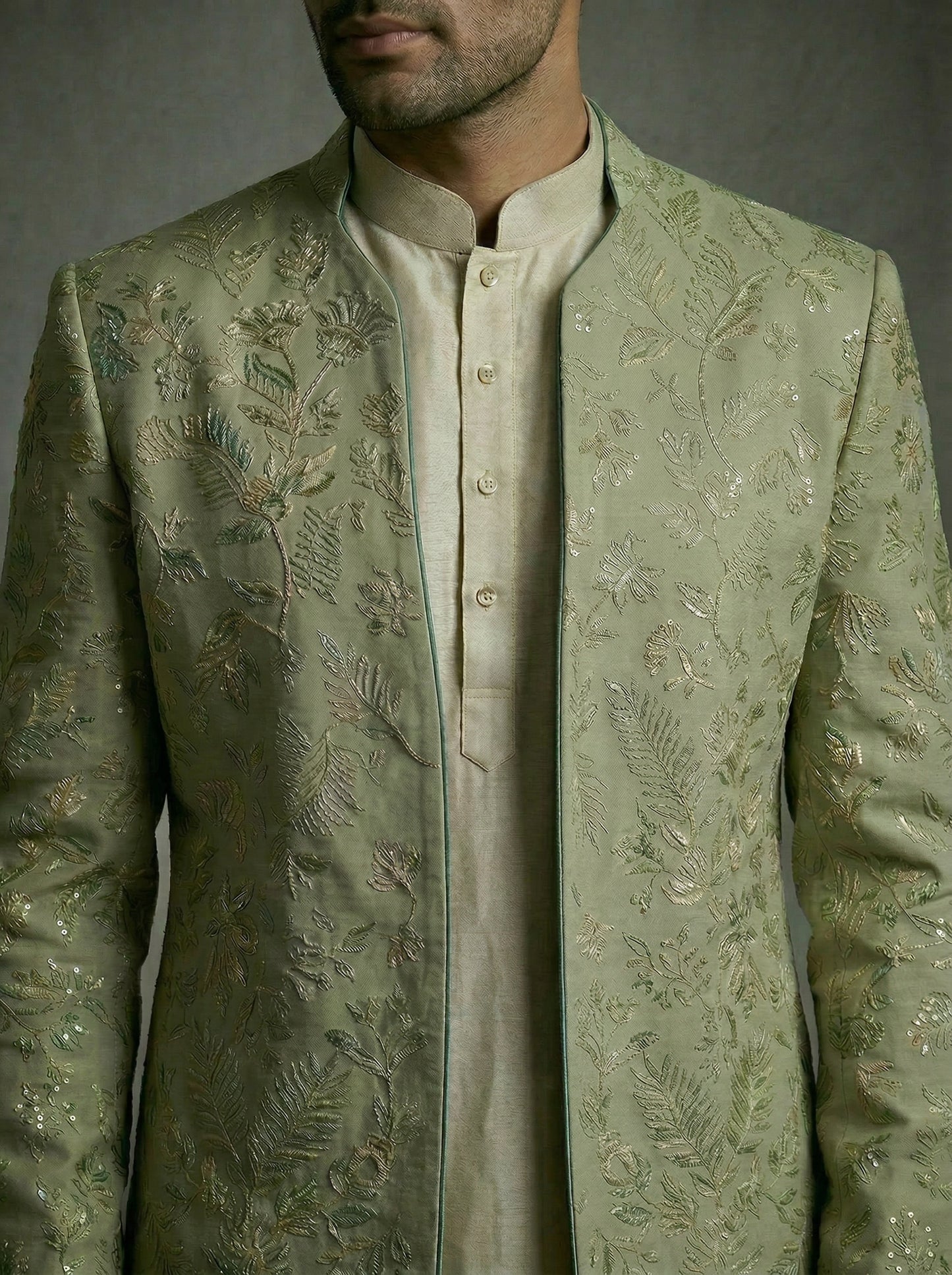 Sage Green Embroidered Jacket