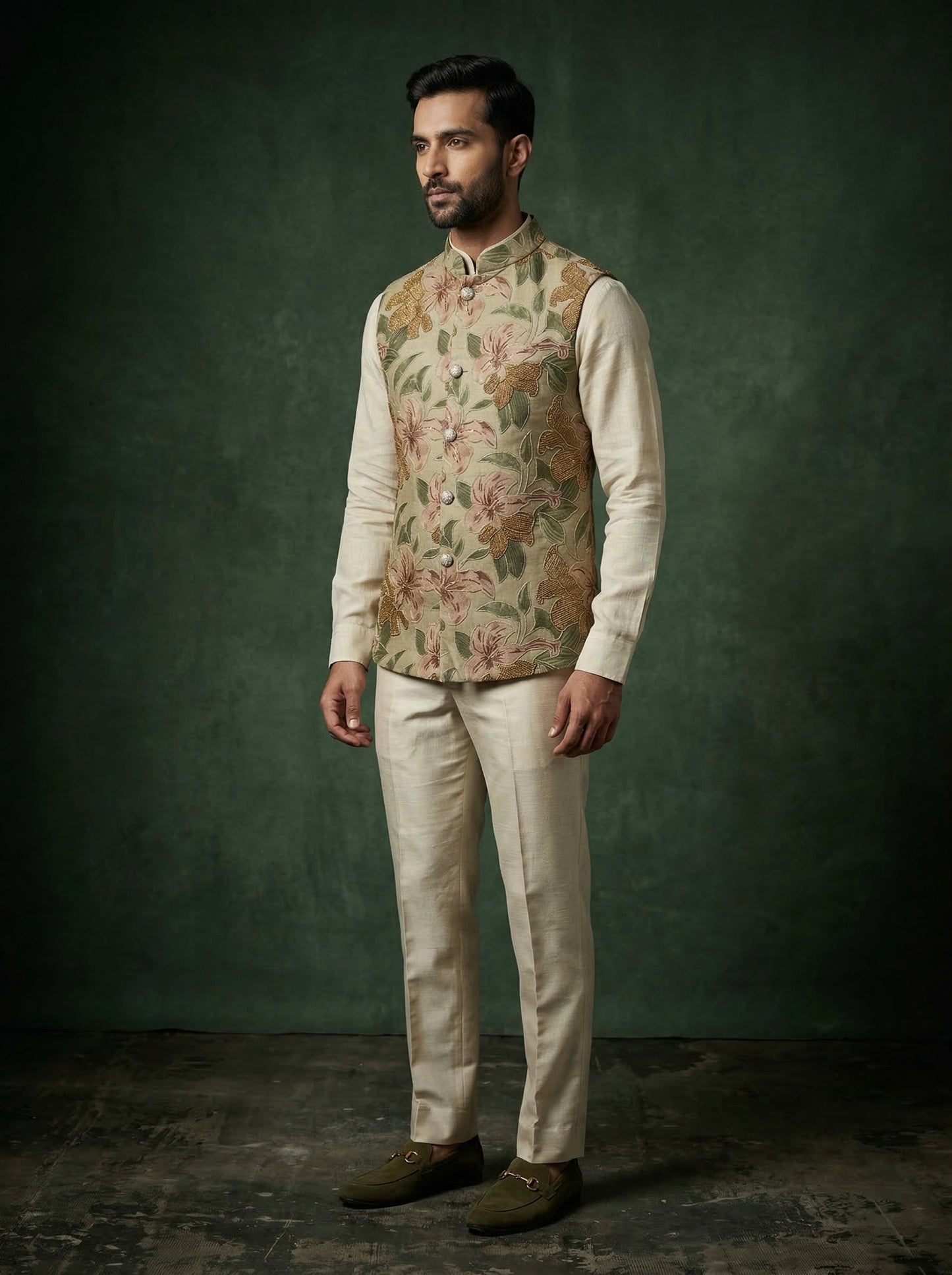 Velvet Green Waistcoat